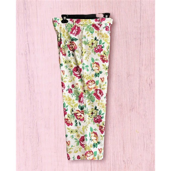Willi Smith Floral Front Zip Cropped Stretch Pants-Size 12P - Picture 7 of 7